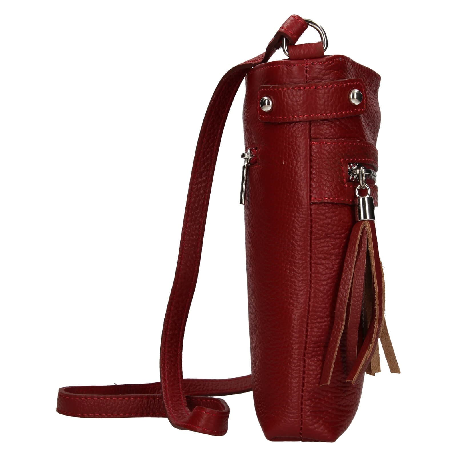 Kožená crossbody kabelka Italia Laura, vínová 4