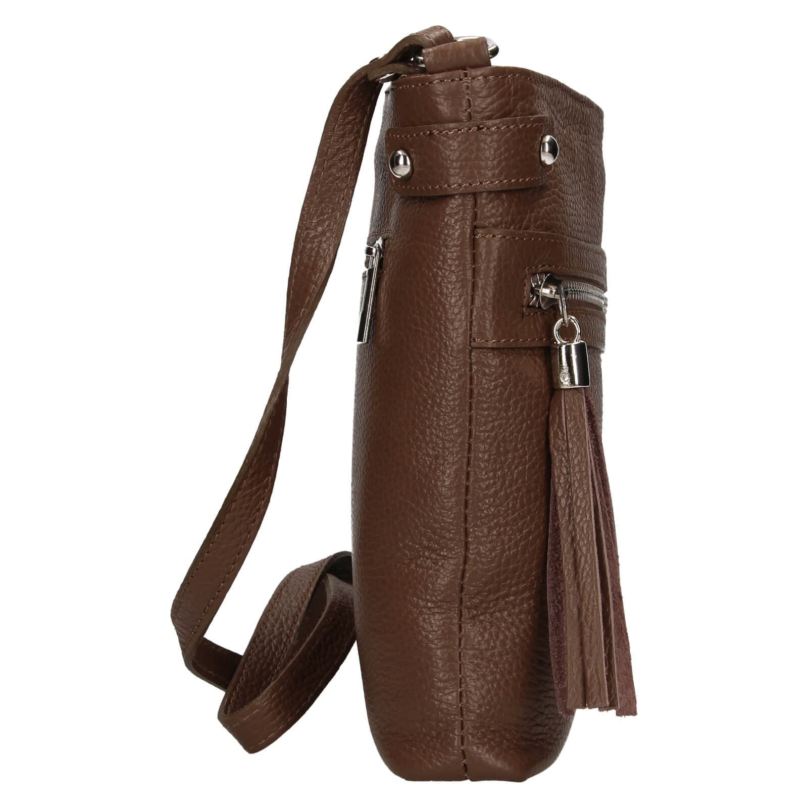 Kožená crossbody kabelka Italia Laura, hnědá 4