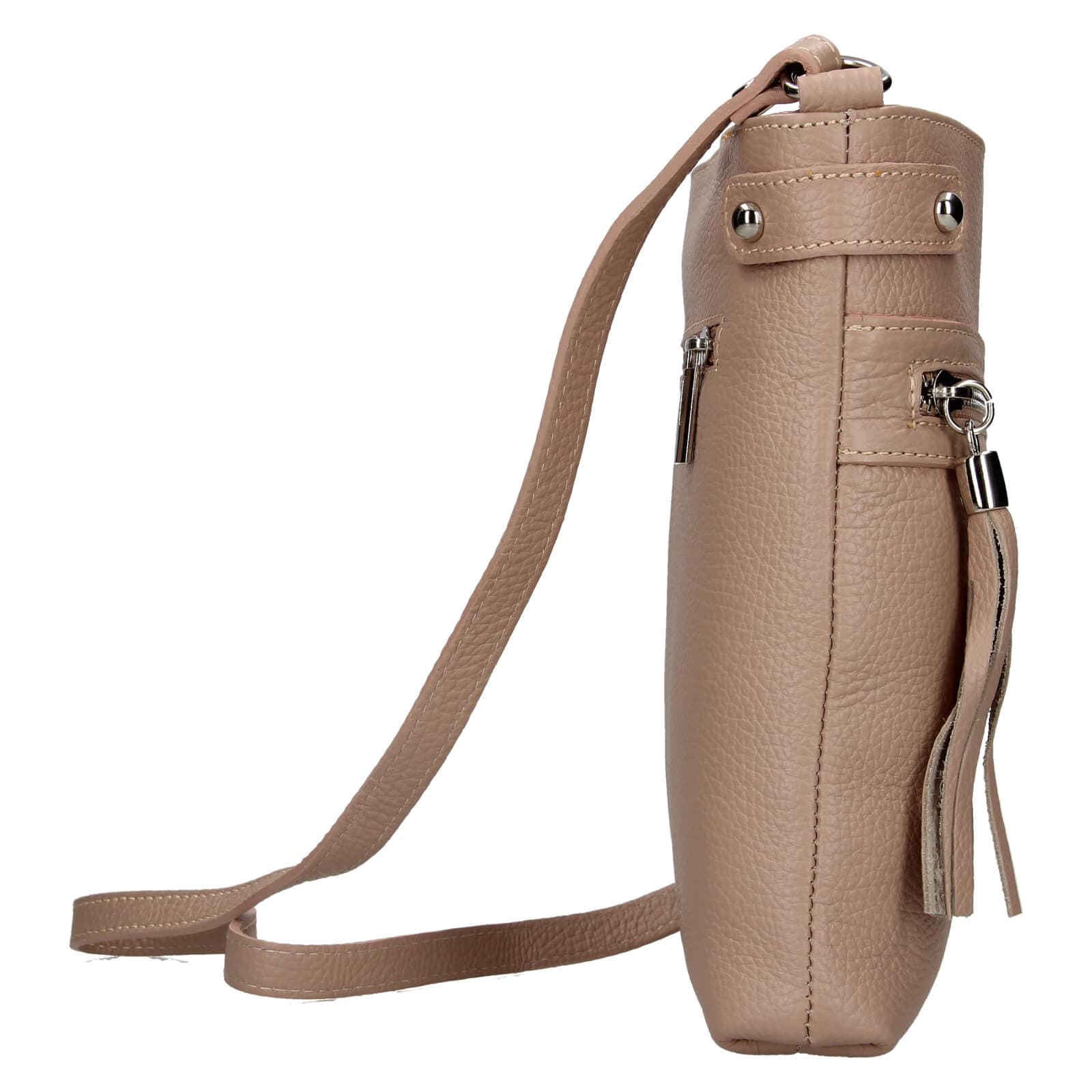 Kožená crossbody kabelka Italia Laura, růžová 4