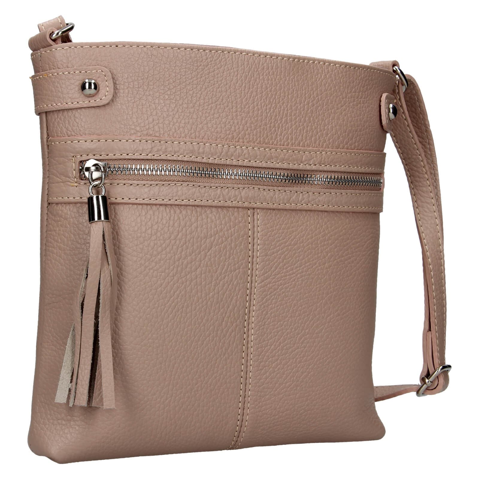 Kožená crossbody kabelka Italia Laura, růžová 2