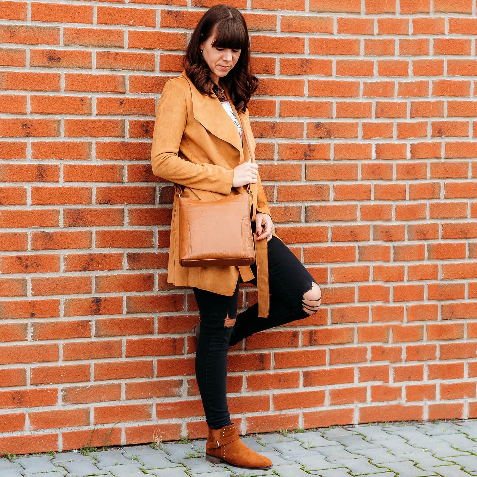 Kožená crossbody kabelka Italia Emma, modrá 6