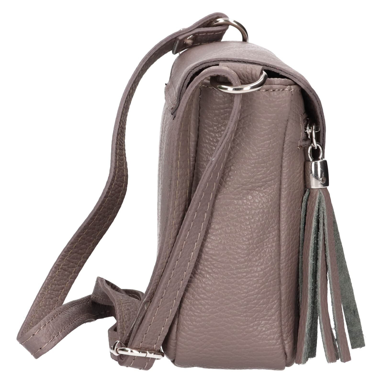 Kožená crossbody kabelka Italia Kalia, šedá 4