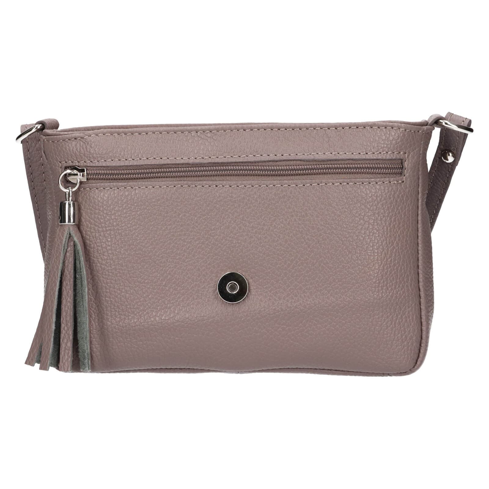 Kožená crossbody kabelka Italia Kalia, šedá 5