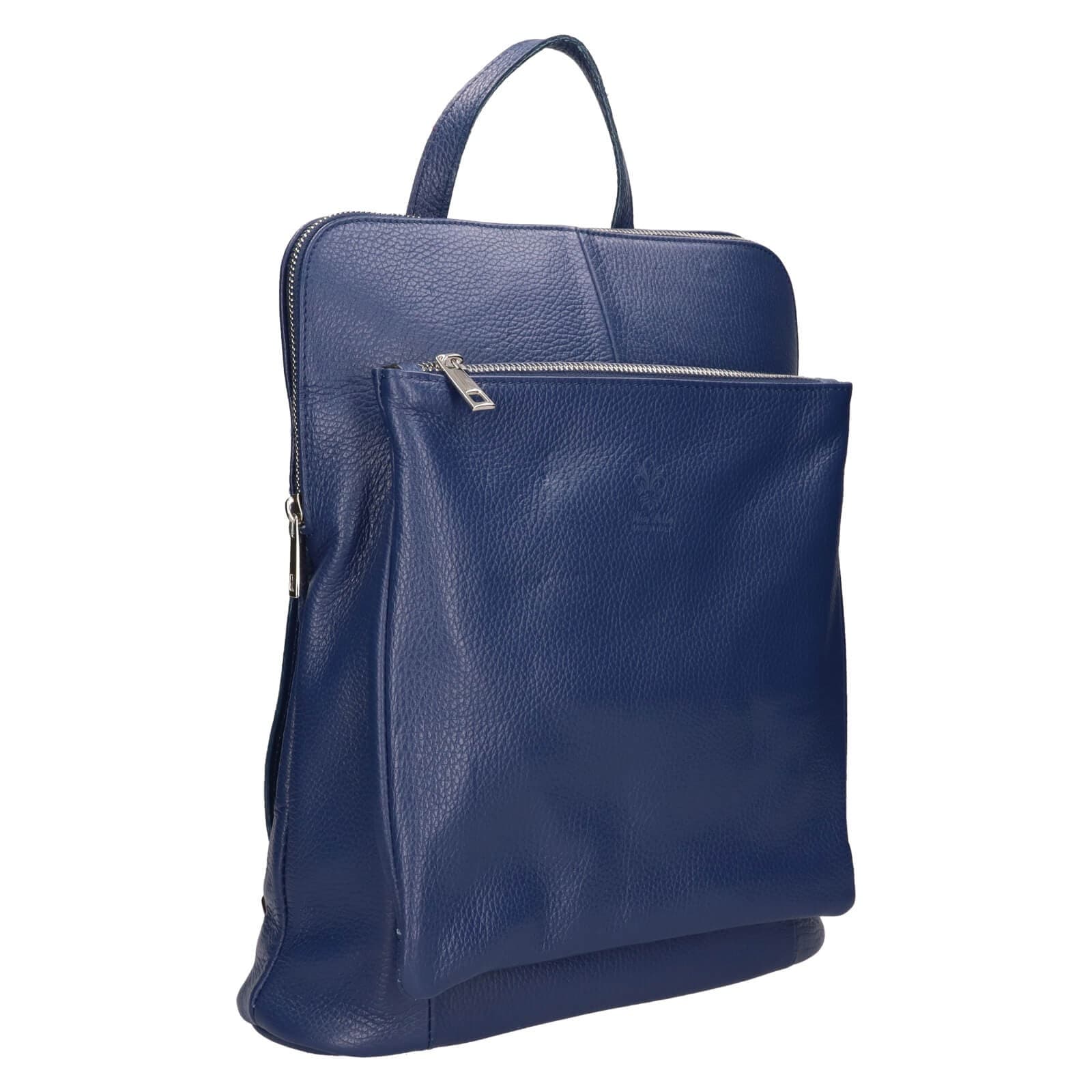Kožená batůžko-kabelka Italia Ella, modrá 2