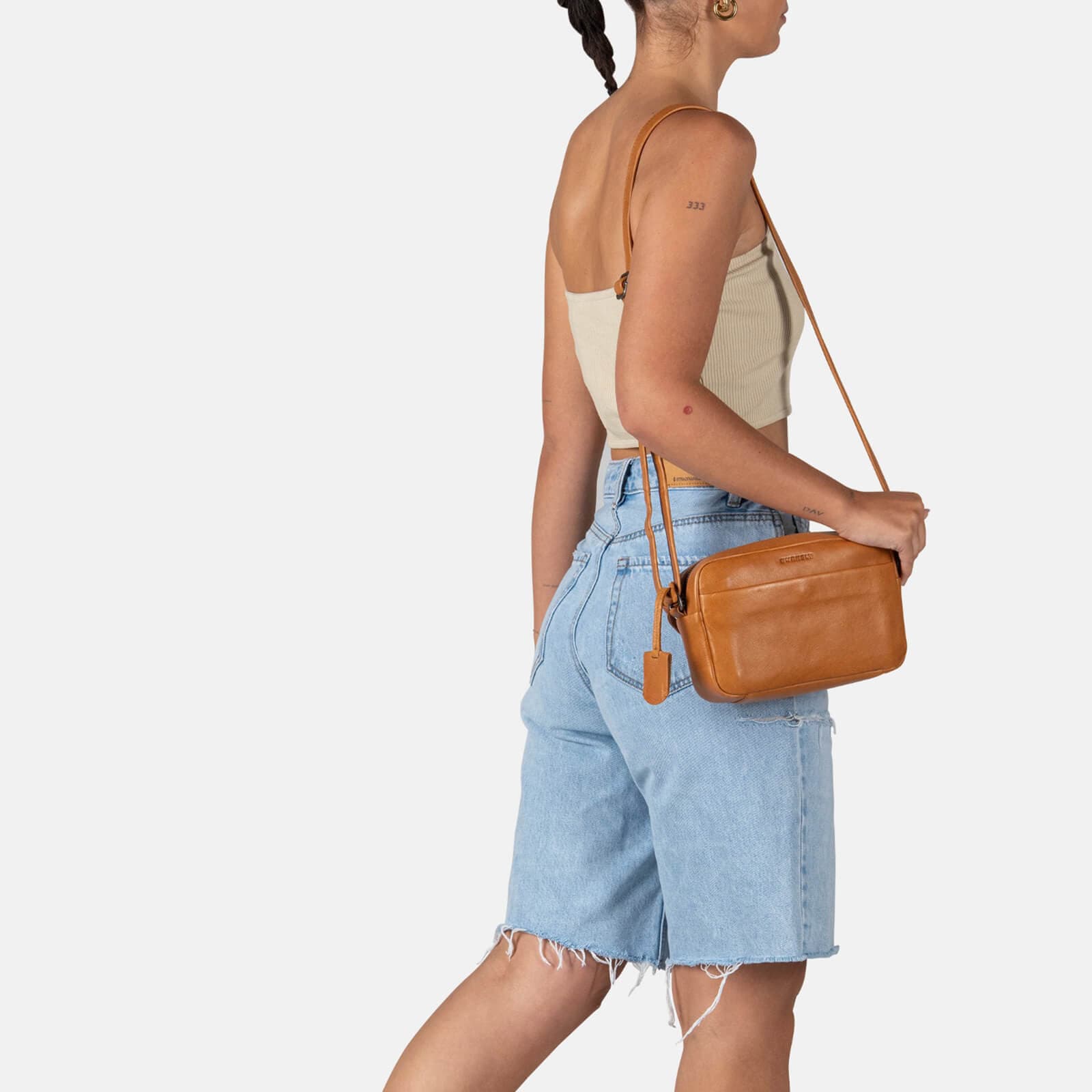 Crossbody kožená kabelka Burkely Cinte, hnědá 4