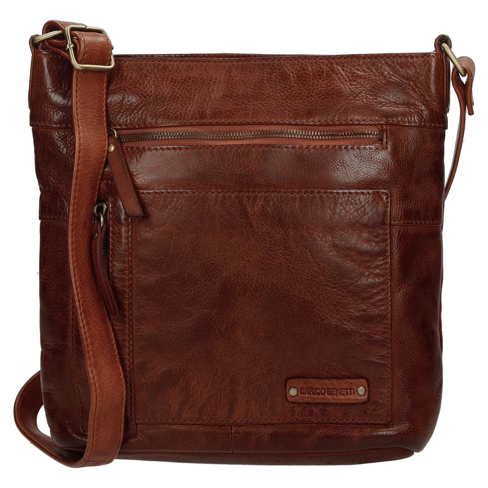 Kožená crossbody kabelka Enrico Benetti Eva, hnědá