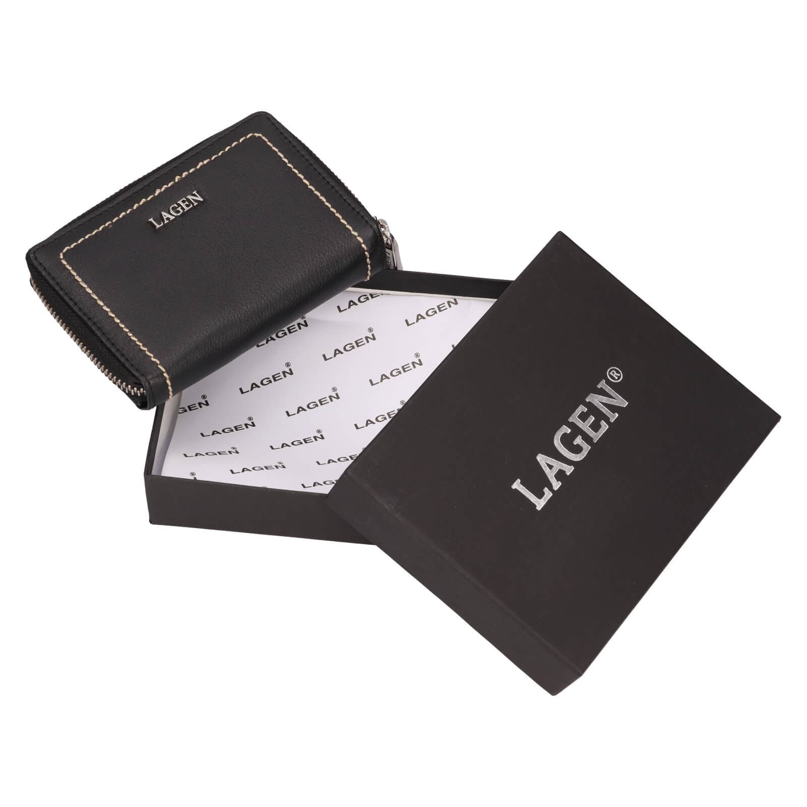 Malá kožená peněženka Lagen Yola, černá 6
