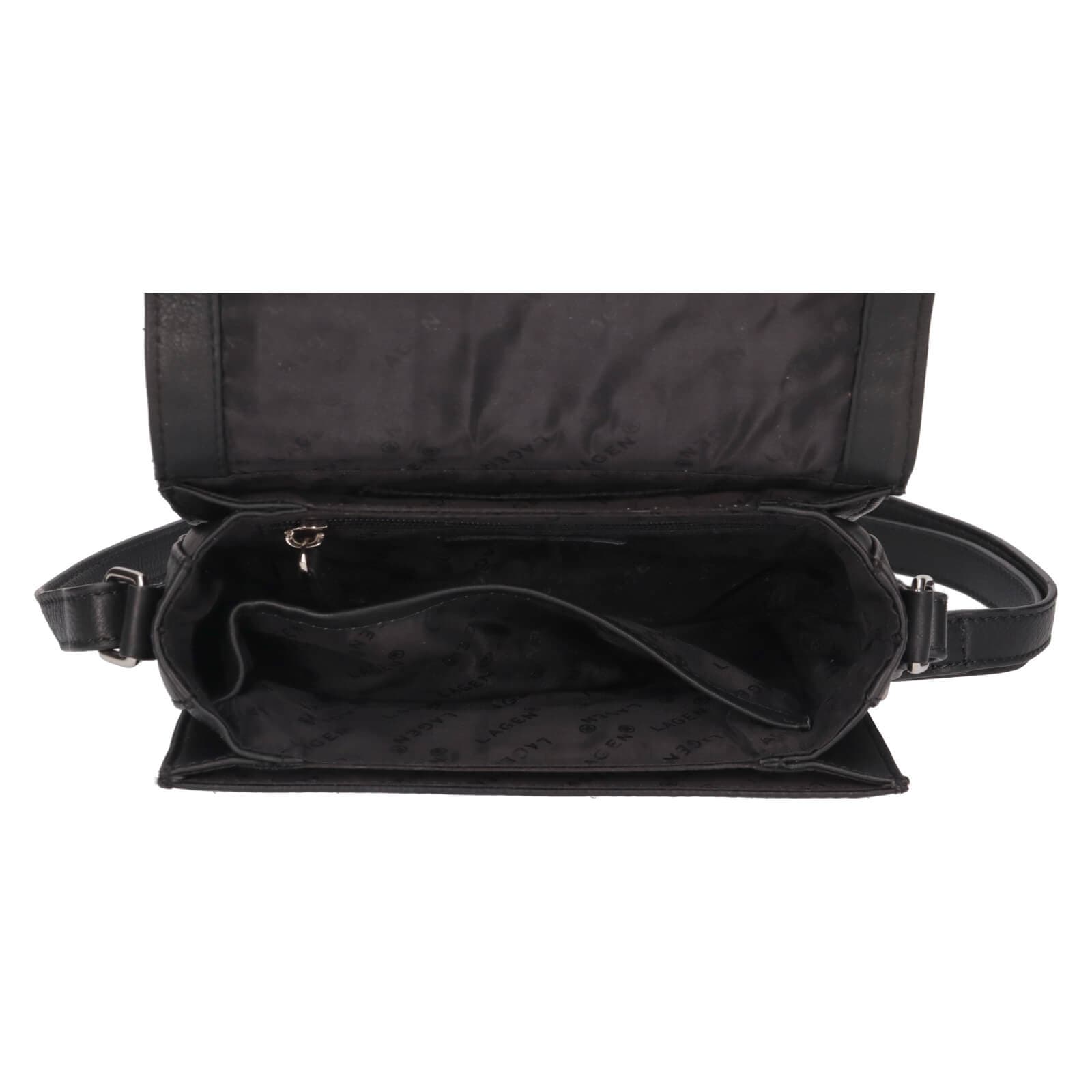 Kožená crossbody kabelka Lagen Livia, černá 5