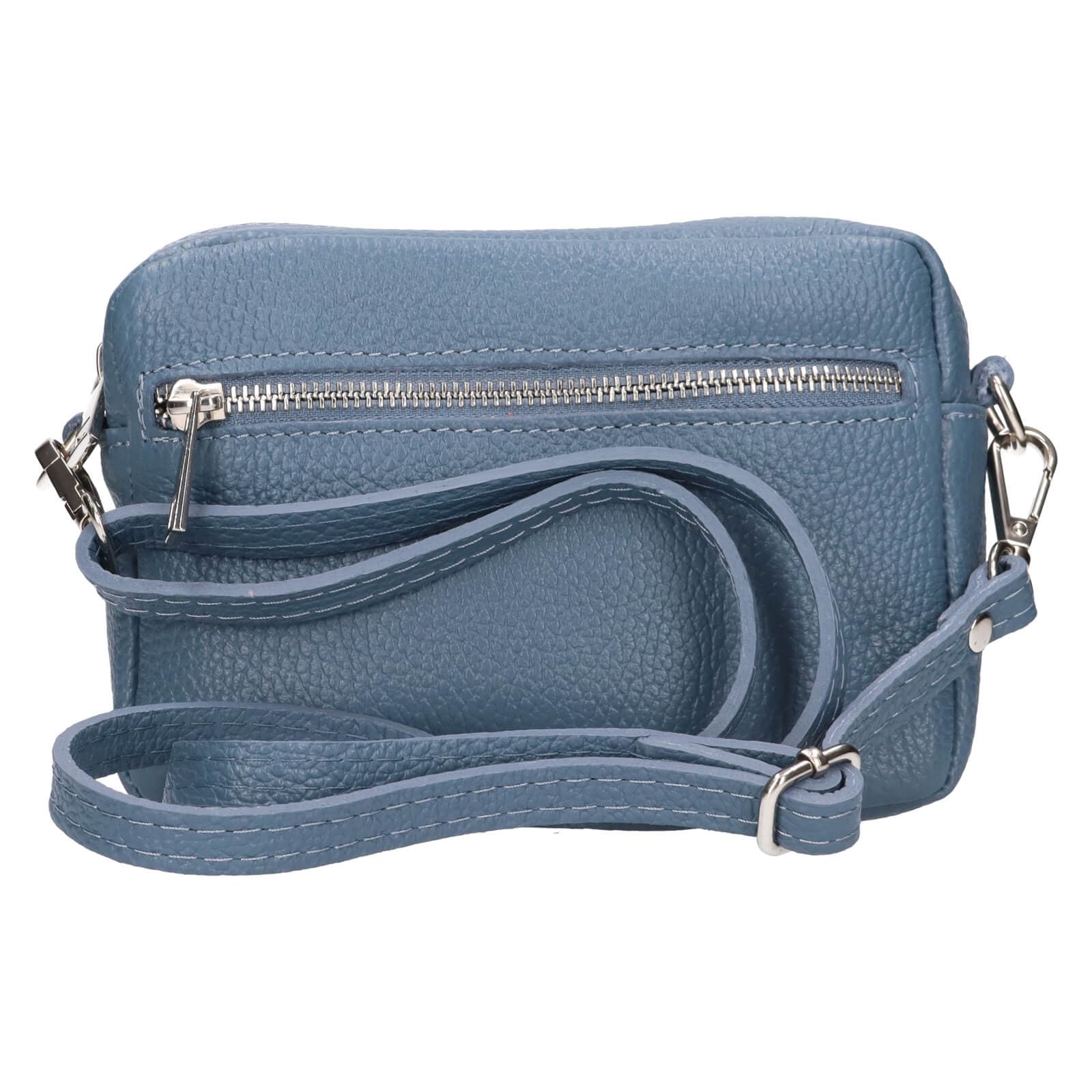 Kožená crossbody kabelka Italia Marika, modrá 4