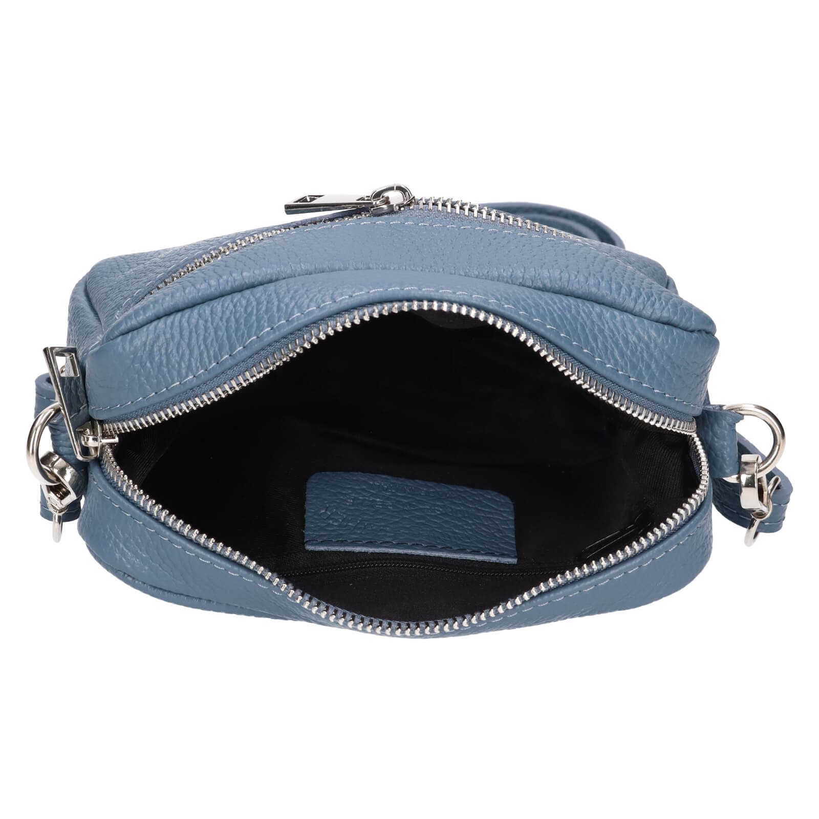 Kožená crossbody kabelka Italia Marika, modrá 5