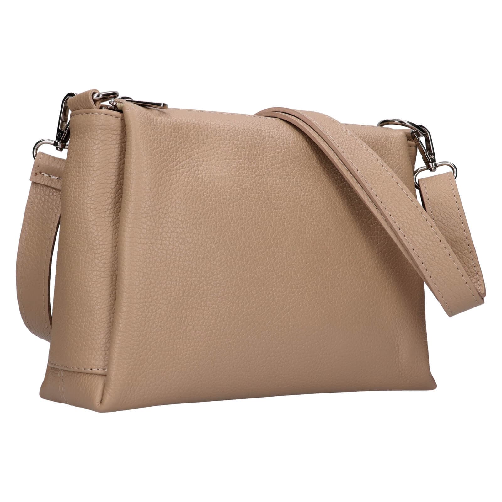 Kožená crossbody kabelka Italia Tamara, béžová 2