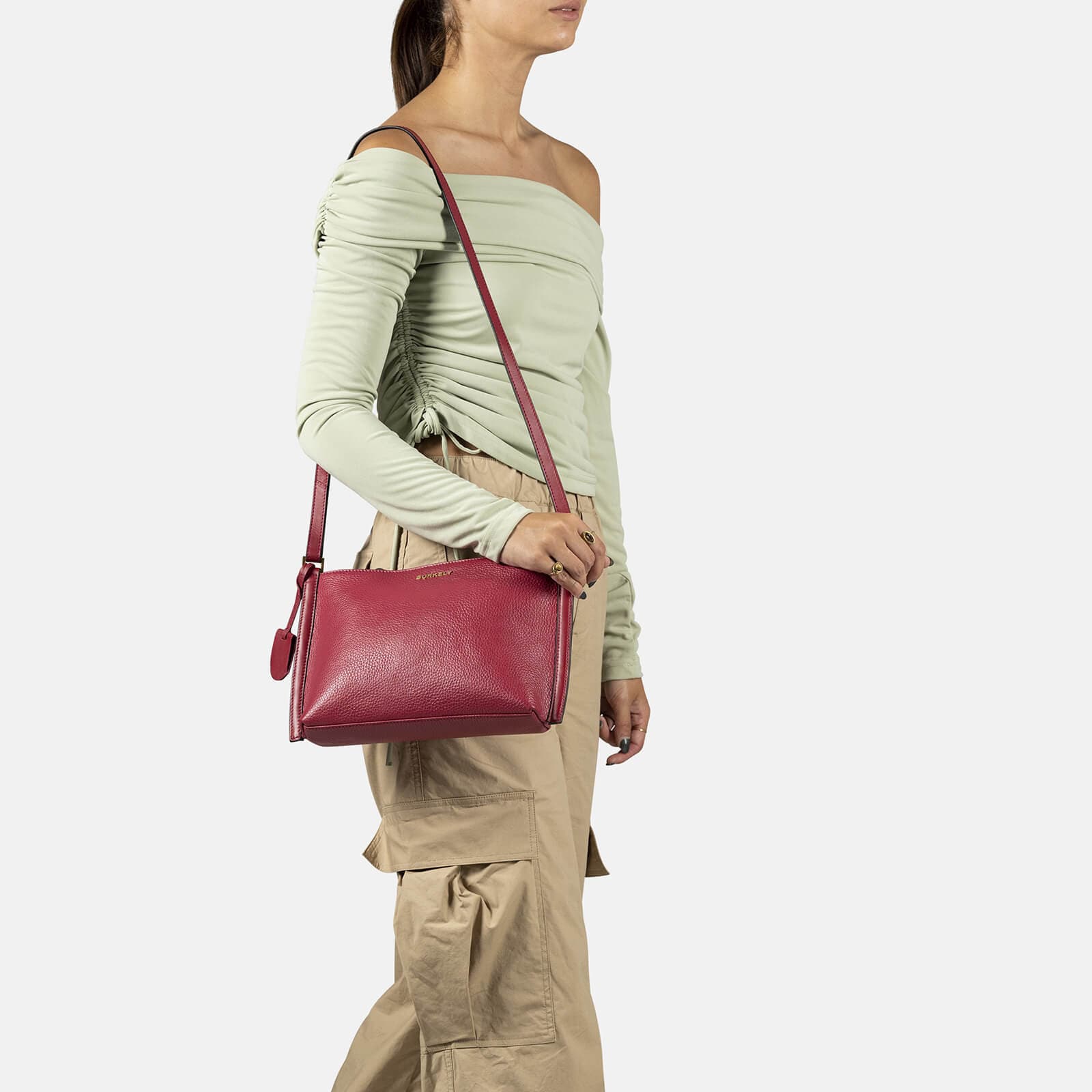 Kožená crossbody kabelka Burkely Akay, růžová 5
