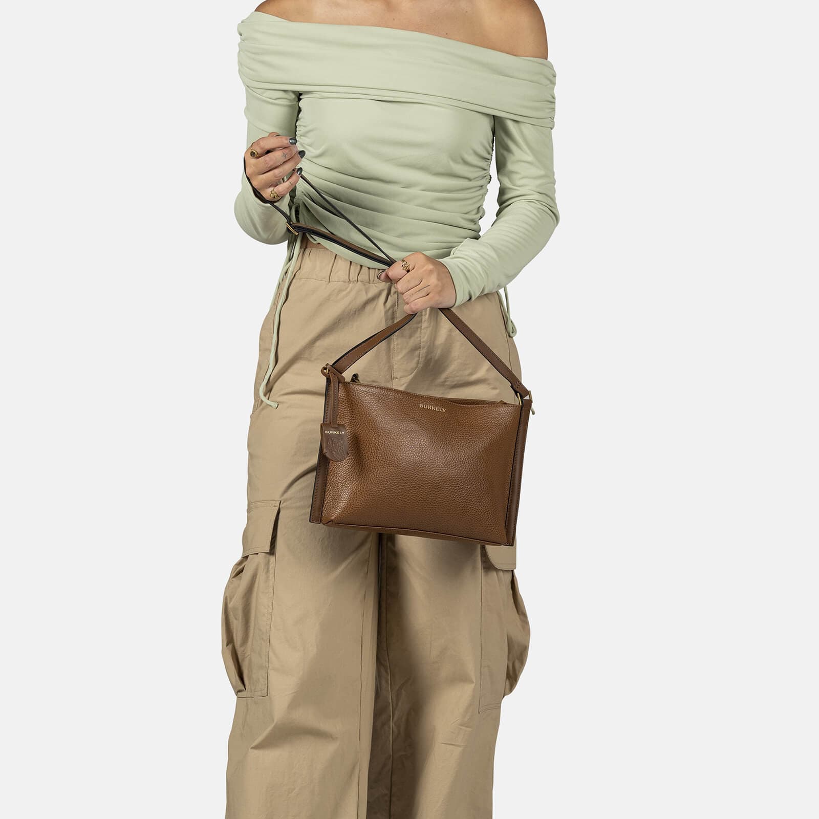 Kožená crossbody kabelka Burkely Akay, hnědá 5