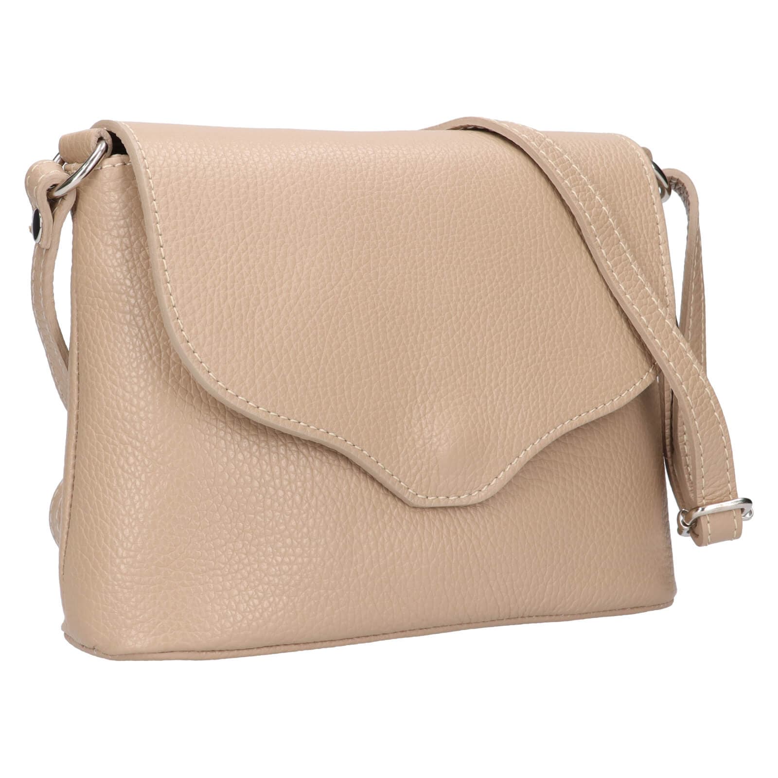 Kožená crossbody kabelka Italia Alice, béžová 2