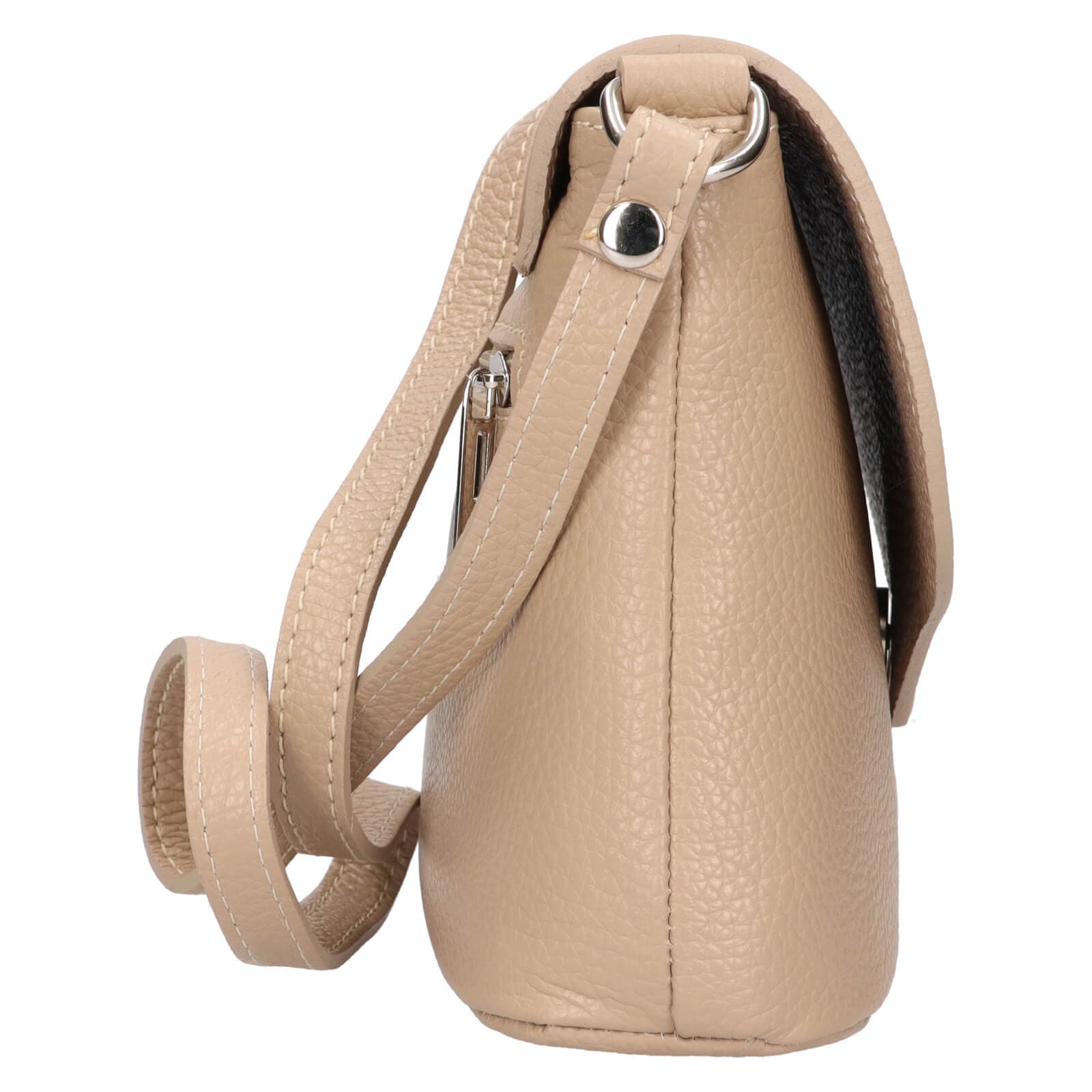 Kožená crossbody kabelka Italia Alice, béžová 4