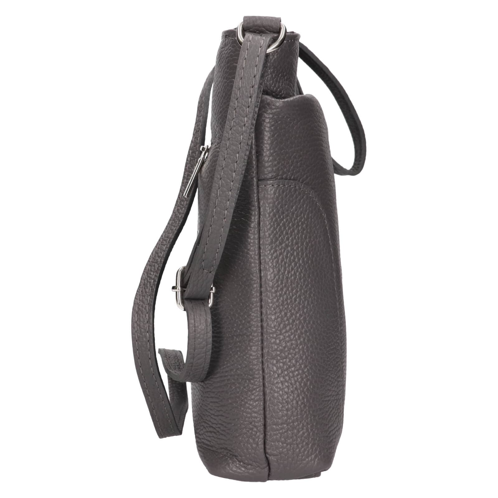 Kožená crossbody kabelka Italia Emma, šedá 4
