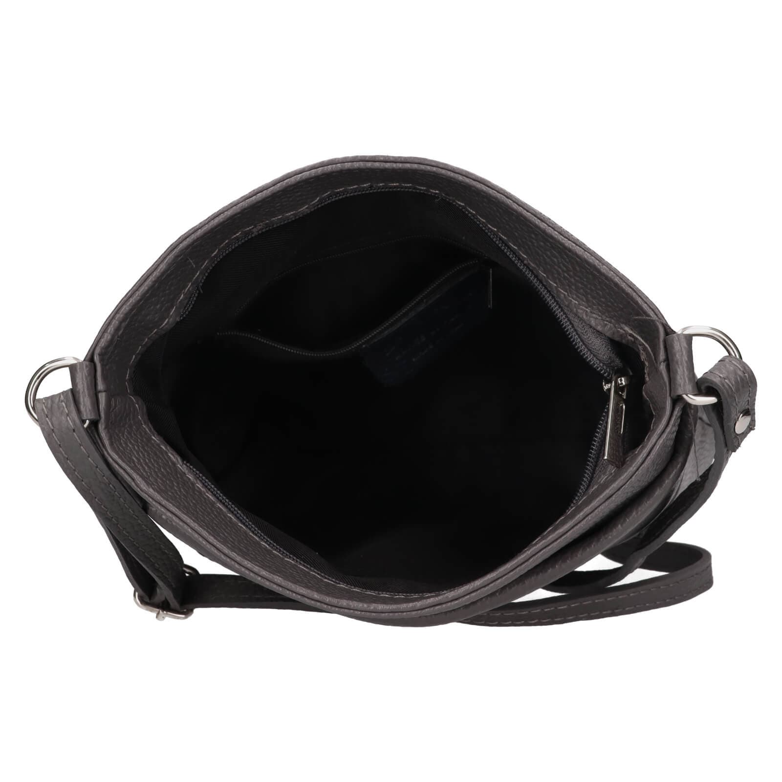 Kožená crossbody kabelka Italia Emma, šedá 5