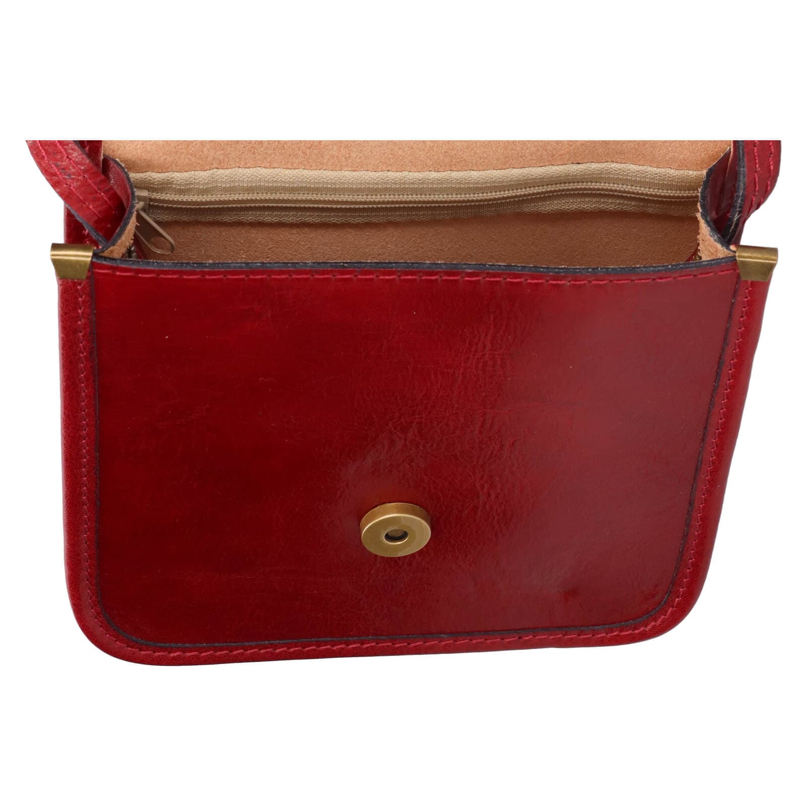 Crossbody kožená kabelka Italia Jitka, červená 5