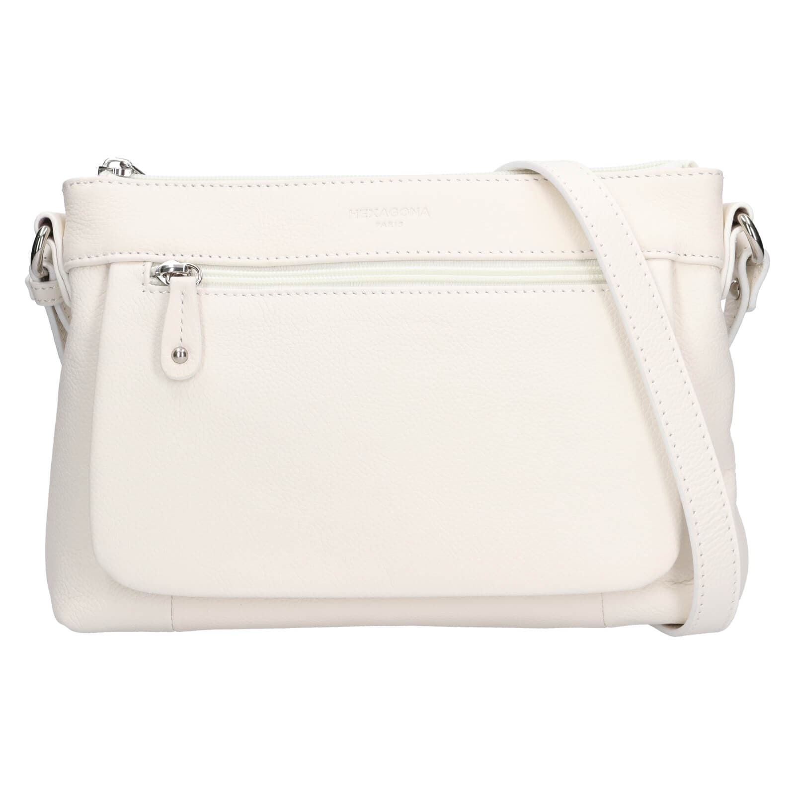 Kožená crossbody kabelka Hexagona Violla, bílá