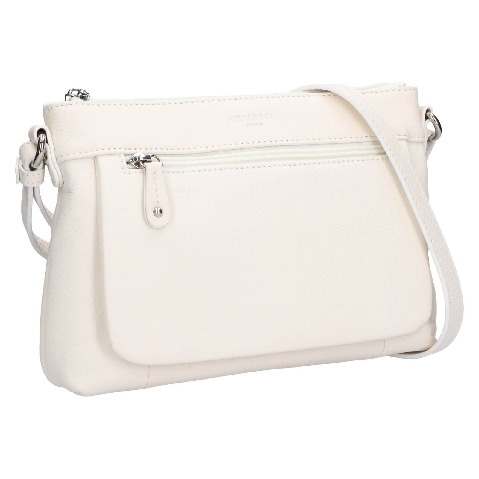 Kožená crossbody kabelka Hexagona Violla, bílá 2