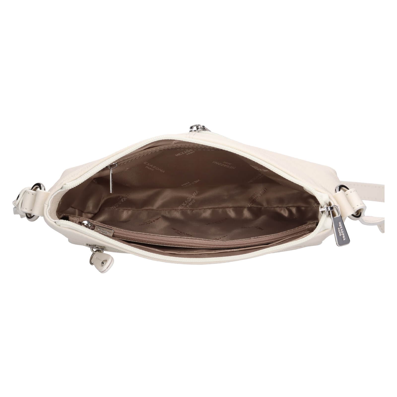 Kožená crossbody kabelka Hexagona Violla, bílá 5