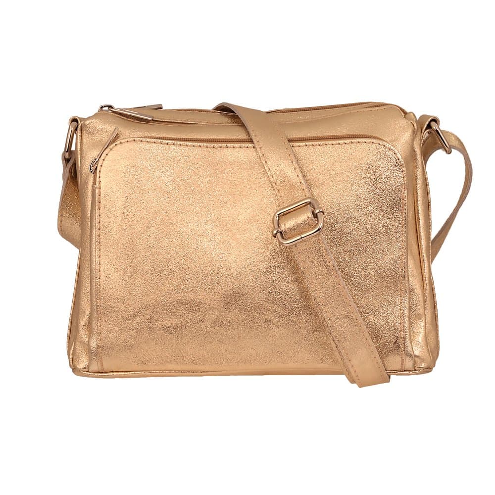 Kožená crossbody kabelka SARA BAGS 5542 zlatá