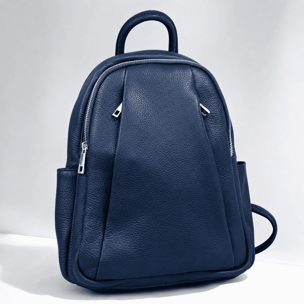 Dámský kožený batoh SARA BAGS tmavě modrý