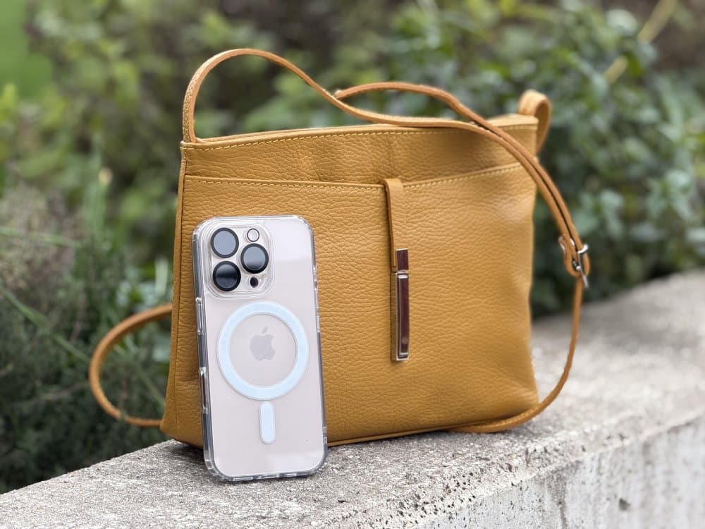 Dámská kožená crossbody kabelka 5085 tmavě žlutá