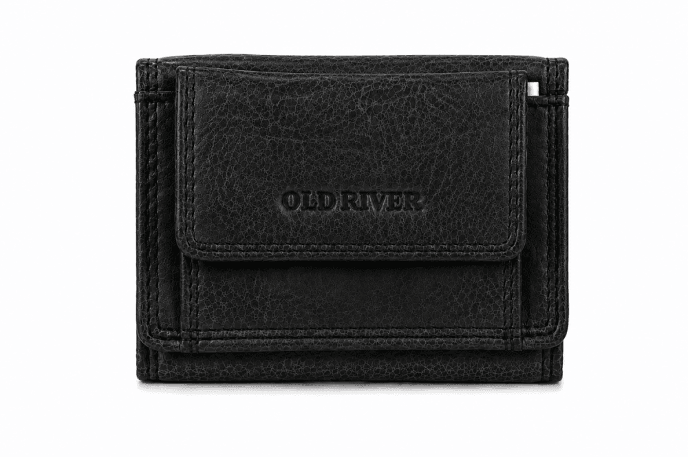 Kožená mini peněženka Old River s mincovníkem a kapsou na klíče PWS-104 černá