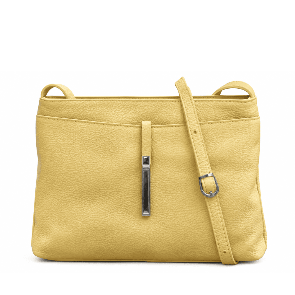 MaxFly 5085 – dámská kožená crossbody kabelka světle žlutá