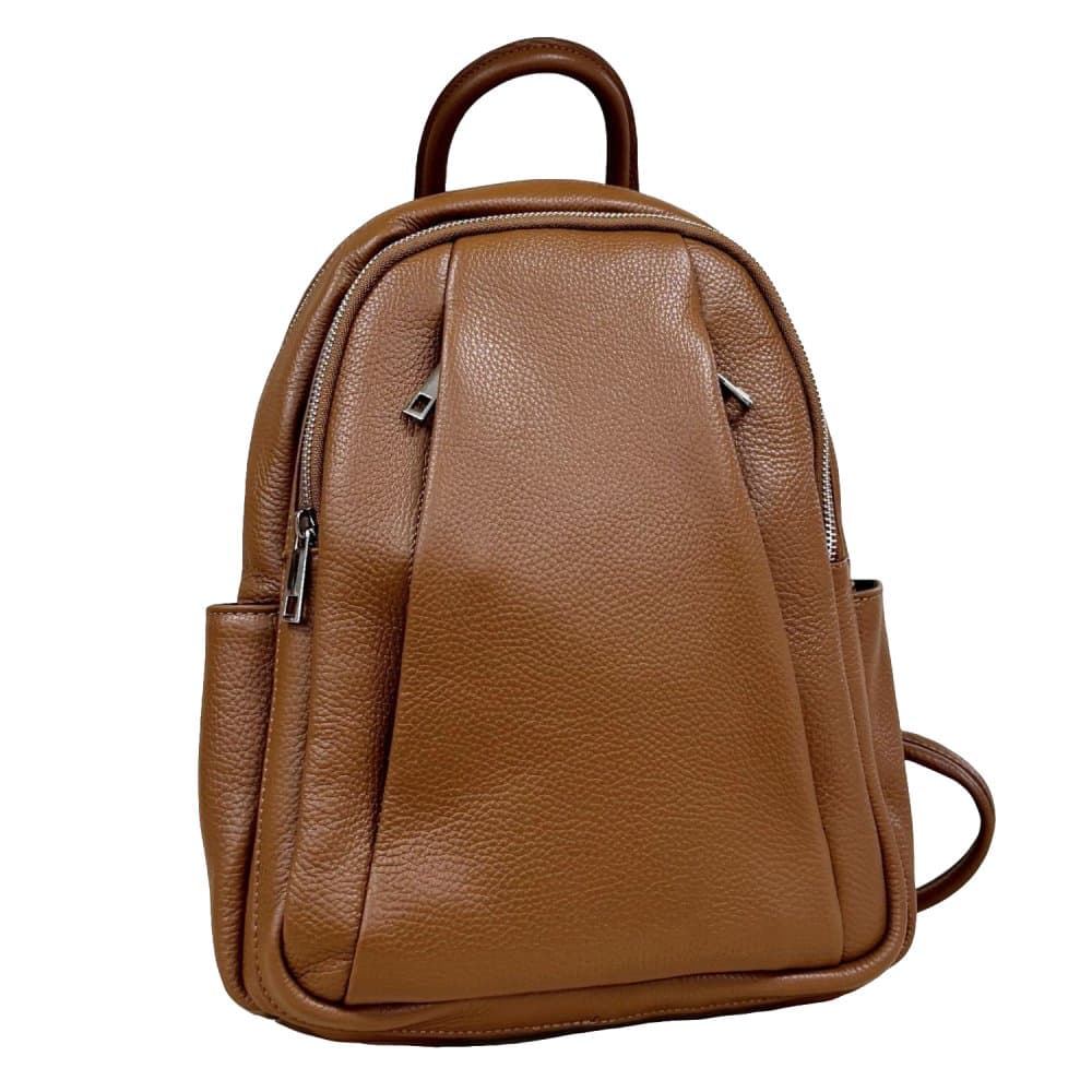 Sarabags Dámský hnědý kožený batoh 5637 hnědý cognac