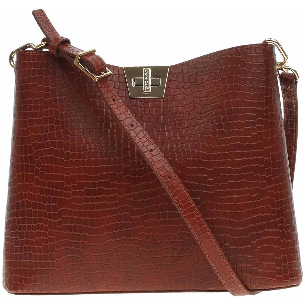 Caprice dámská kabelka cognac croco, hnědá