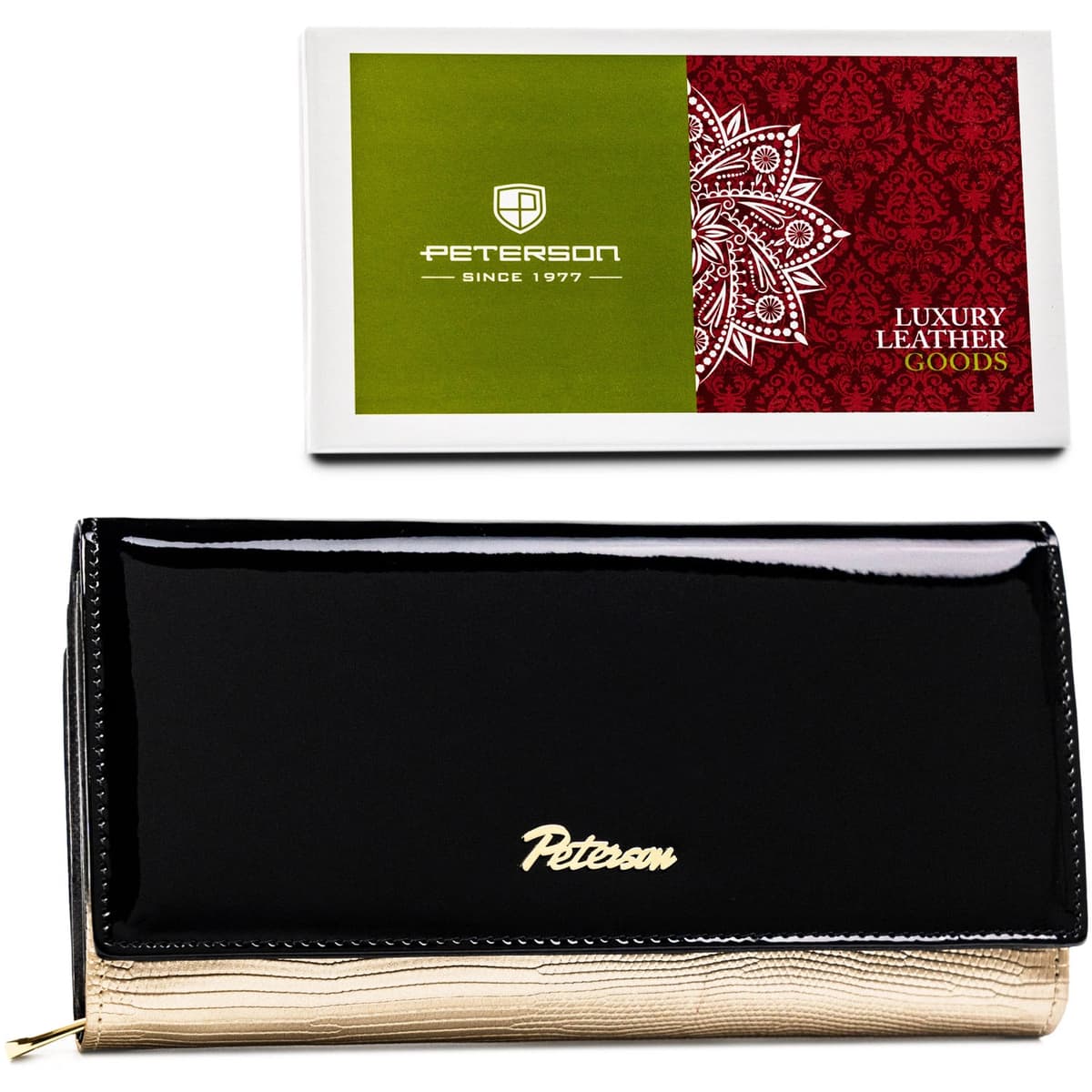 Peterson Dámská kožená peněženka Propife černo-zlatá