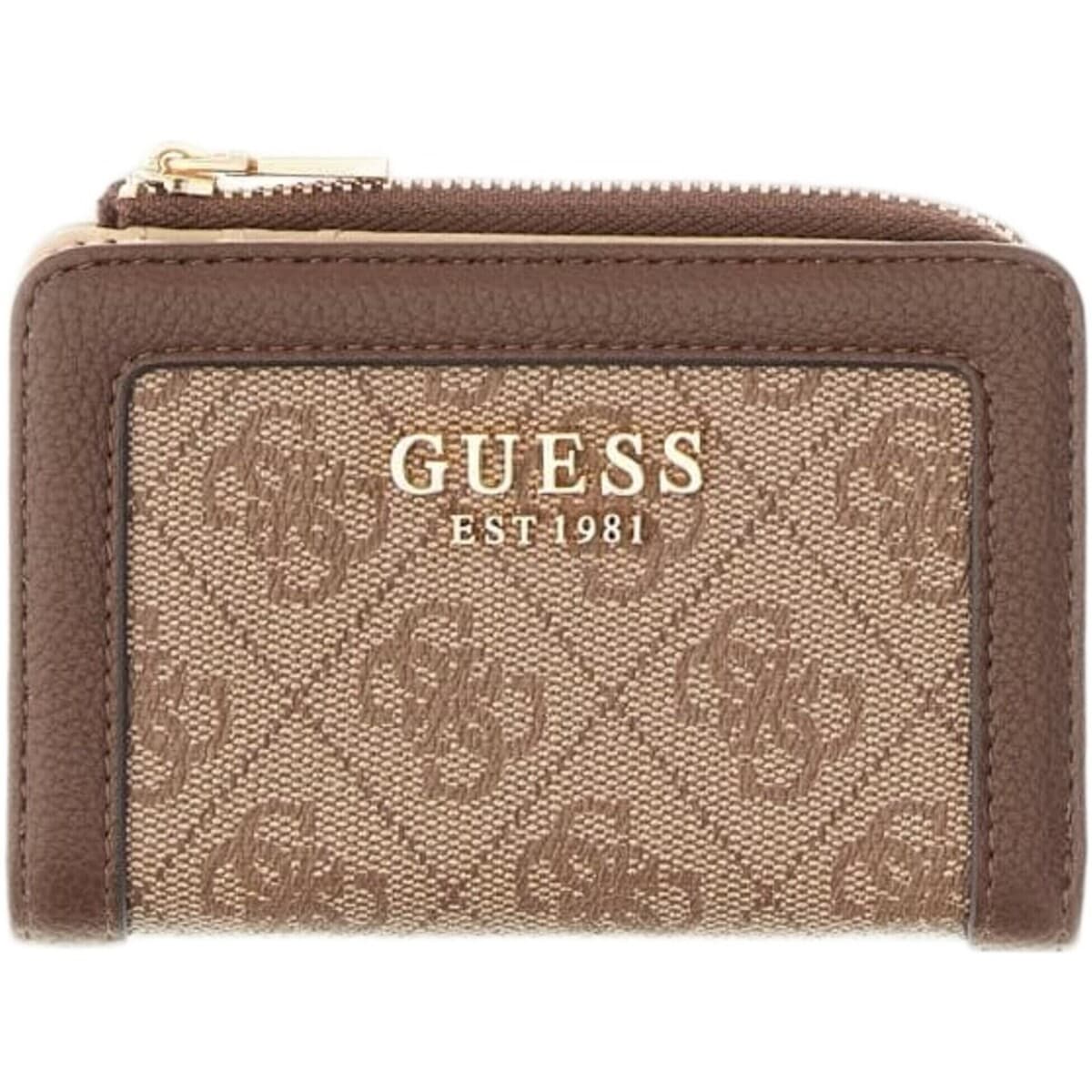 Peněženka Guess Lindsey Slg Zip Arnd Card Case, hnědá