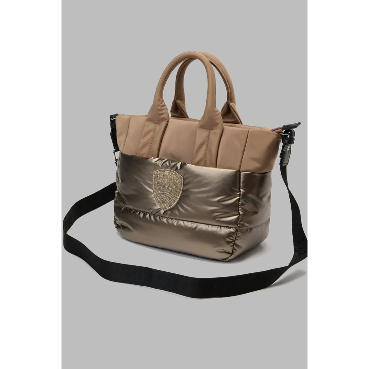 Kabelka Blauer Polyester Nylon Tote Bag Padded, béžová