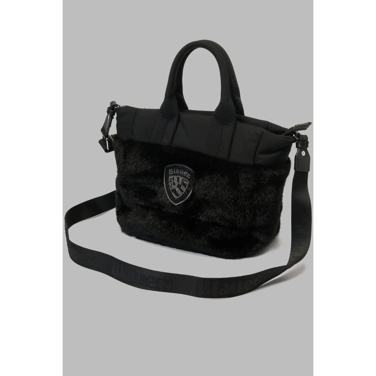 Kabelka Blauer Polyester Nylon Tote Bag Padded, černá