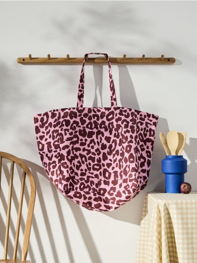 Shopper taška s leopardím vzorem, růžová