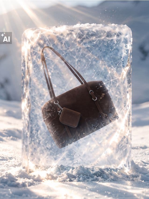 Shopper taška z umělé semiše s peněženkou, hnědá