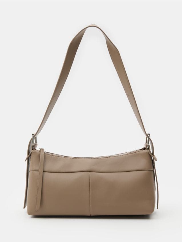 Faux leather baguette bag