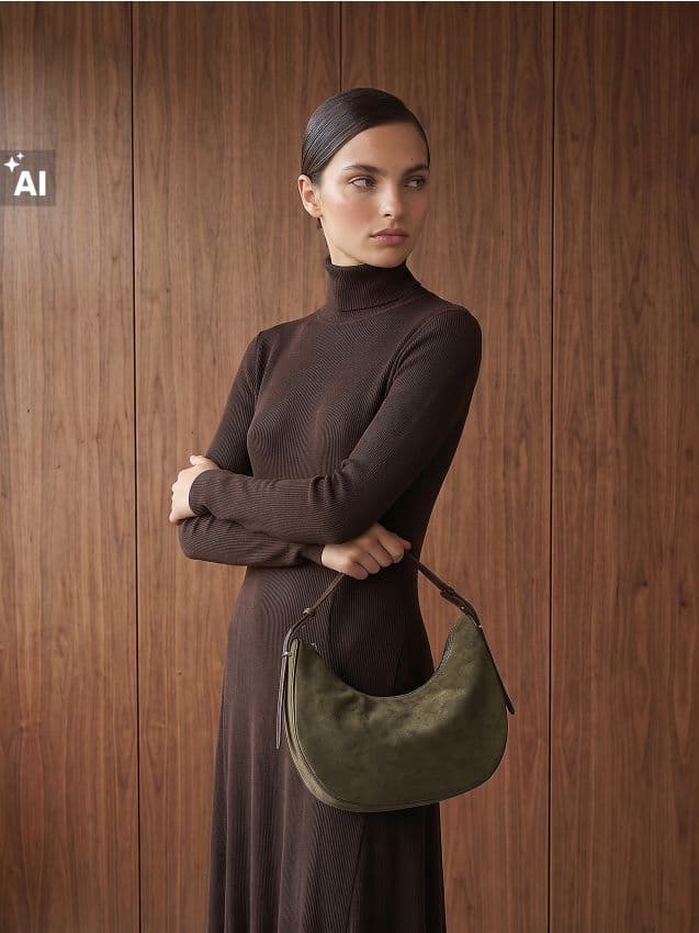 Hobo kabelka Sinsay z imitace semiše, hnědá