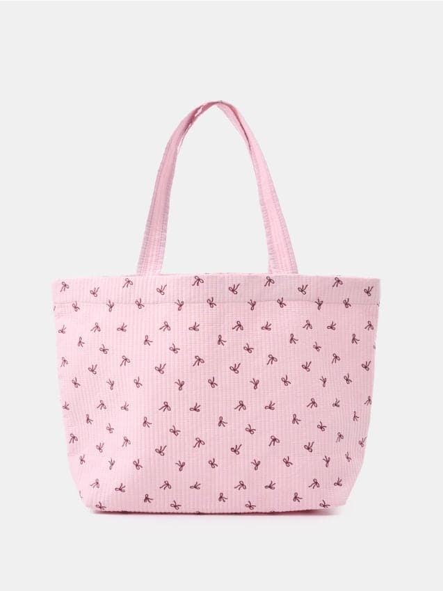 Prošívaná shopper taška s mašlemi