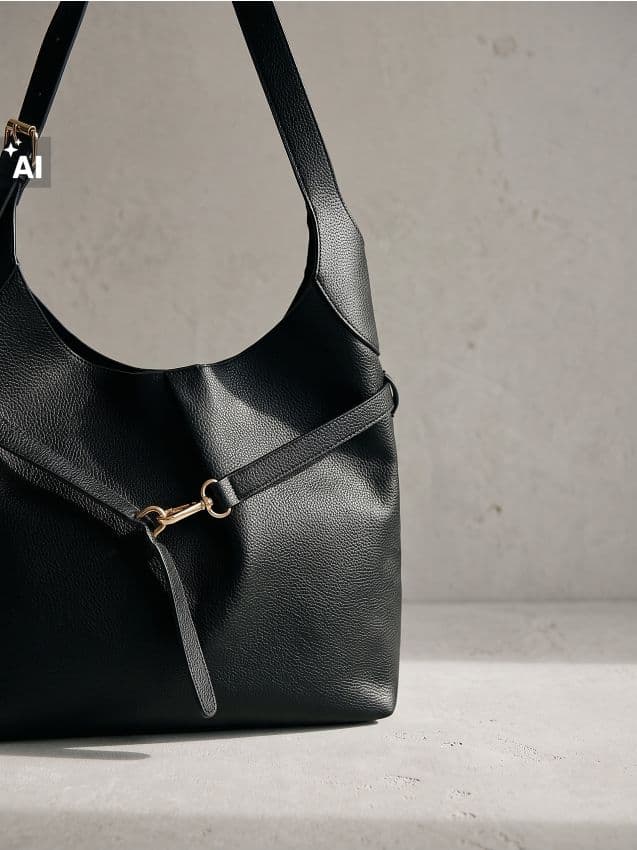 Hobo kabelka z imitace kůže s nastavitelným popruhem, černá