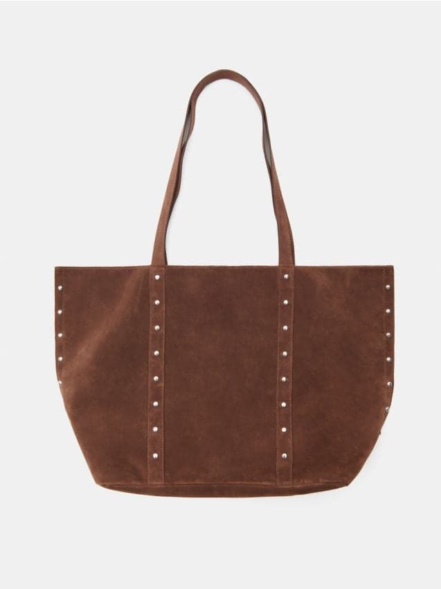 Shopper taška z imitace semiše, hnědá