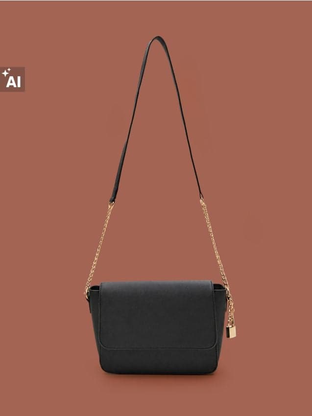 Crossbody kabelka s řetízkovým popruhem, černá