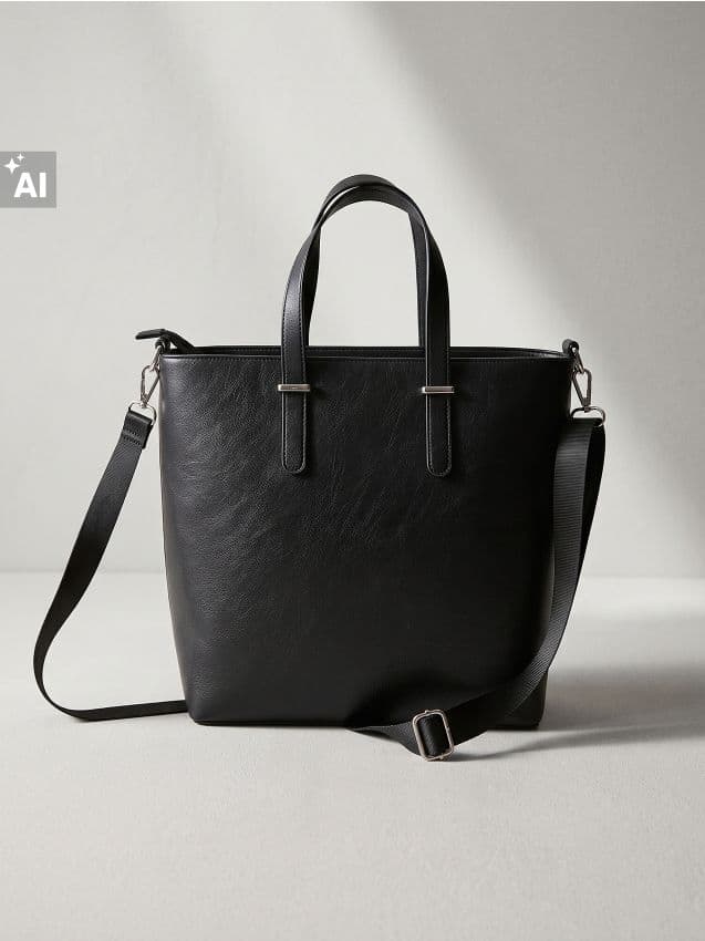 Kabelka shopper z imitace kůže, černá