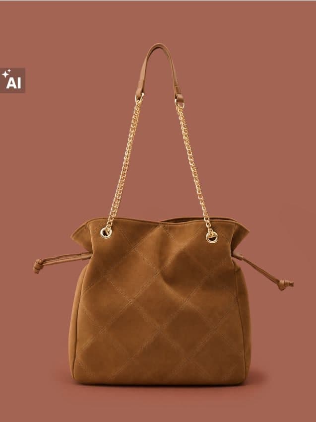 Shopper taška z imitace semiše, hnědá