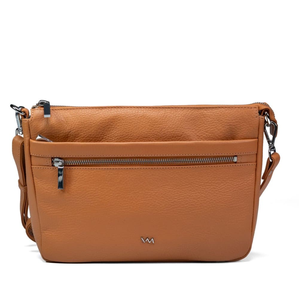 VALMIO Dámská kožená crossbody kabelka Arina - oranžová