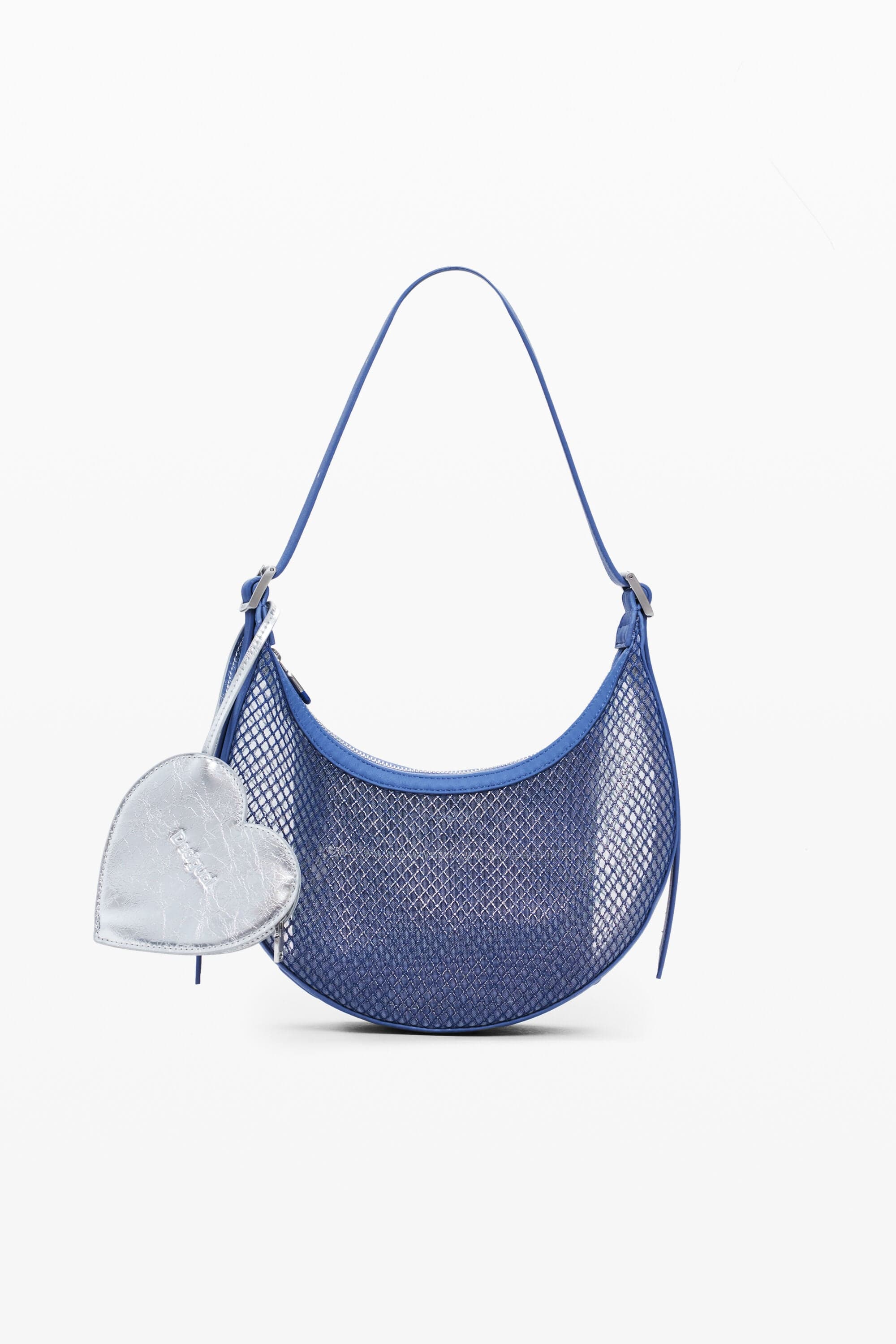 Střední síťovaná crossbody taška, modrá