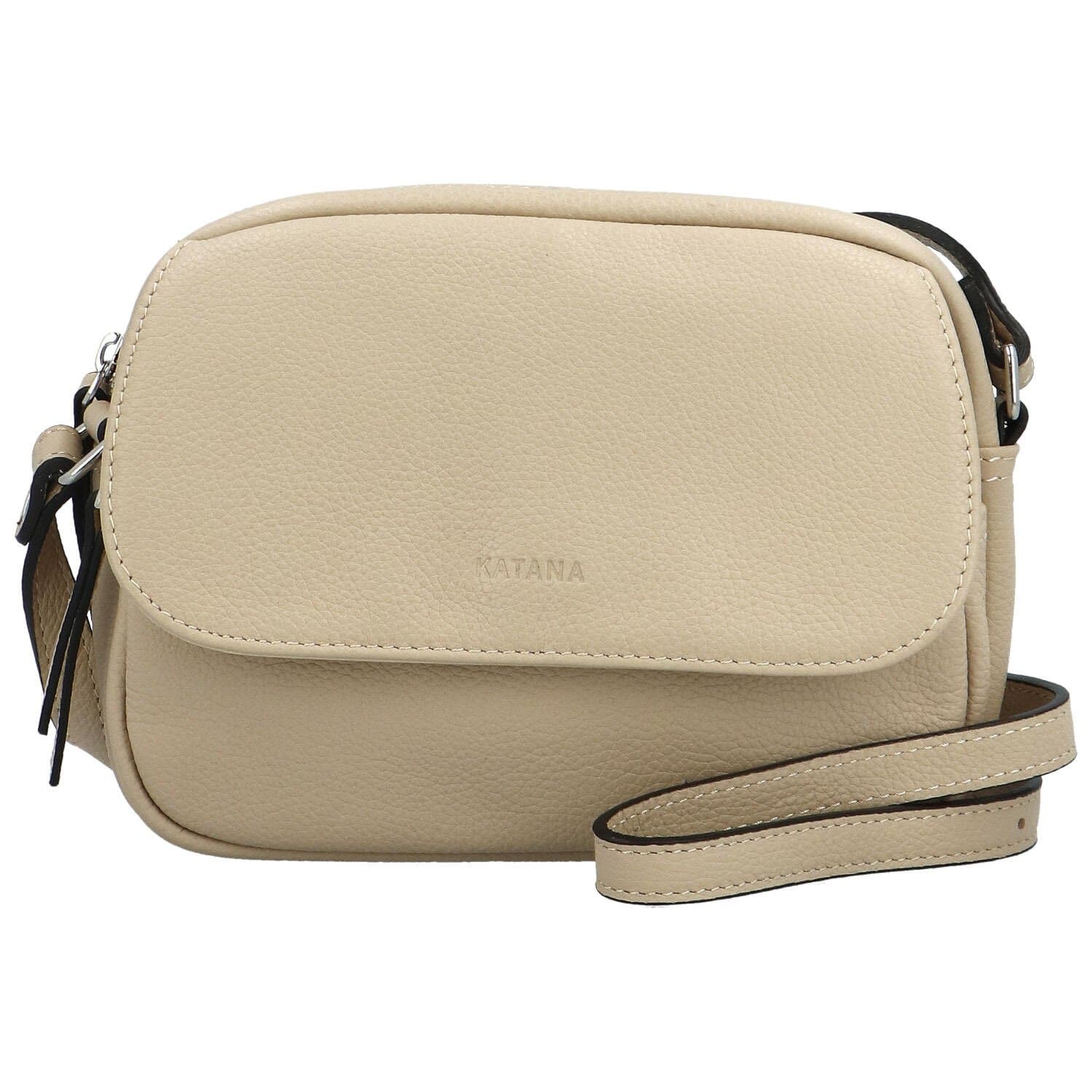 Kožená crossbody kabelka Katana Yeiny, krémová