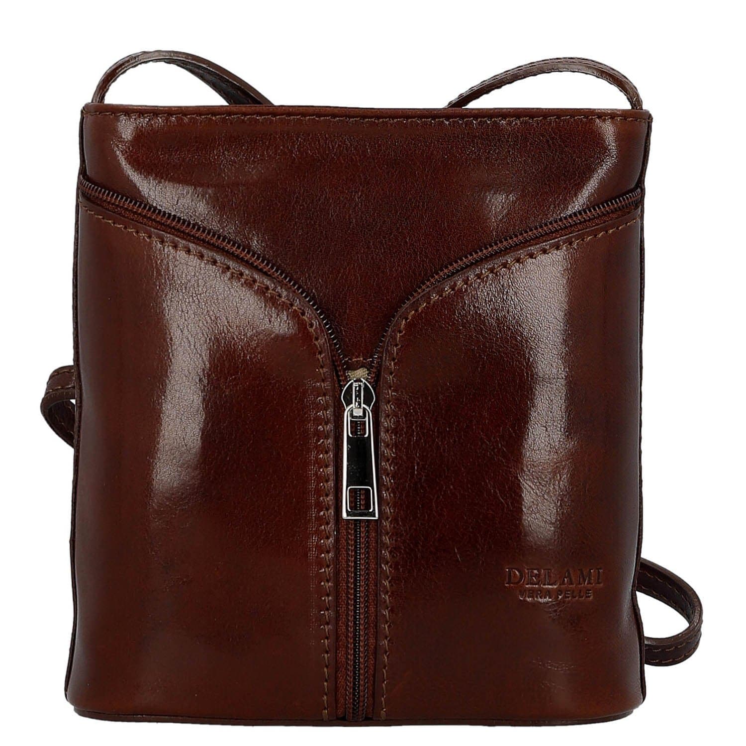 Kožená crossbody kabelka Delami Vera Pelle Orsolya, hnědá
